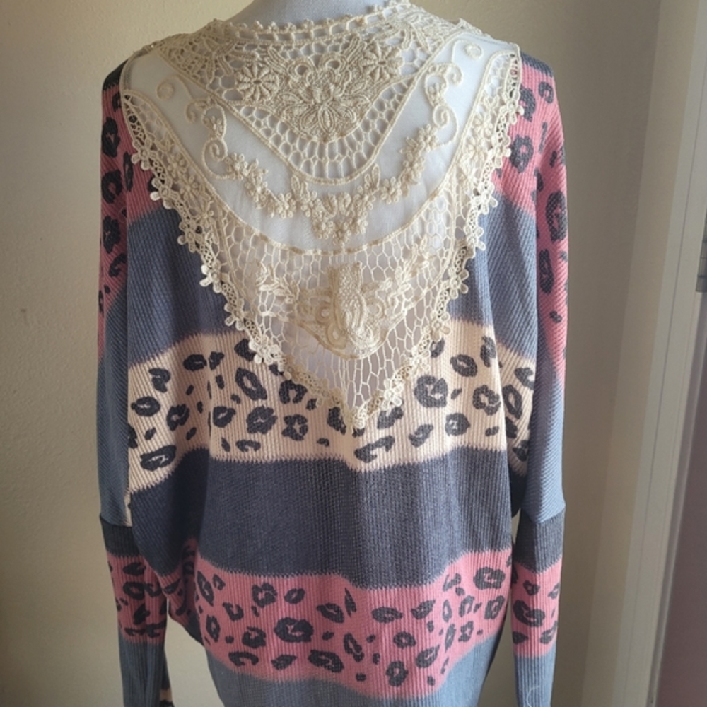 7th Ray Block and Leopard Print Cardigan/Sweater